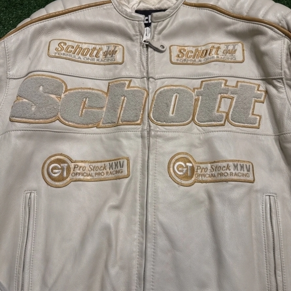 Scott Men's White Leather Racing Jacket